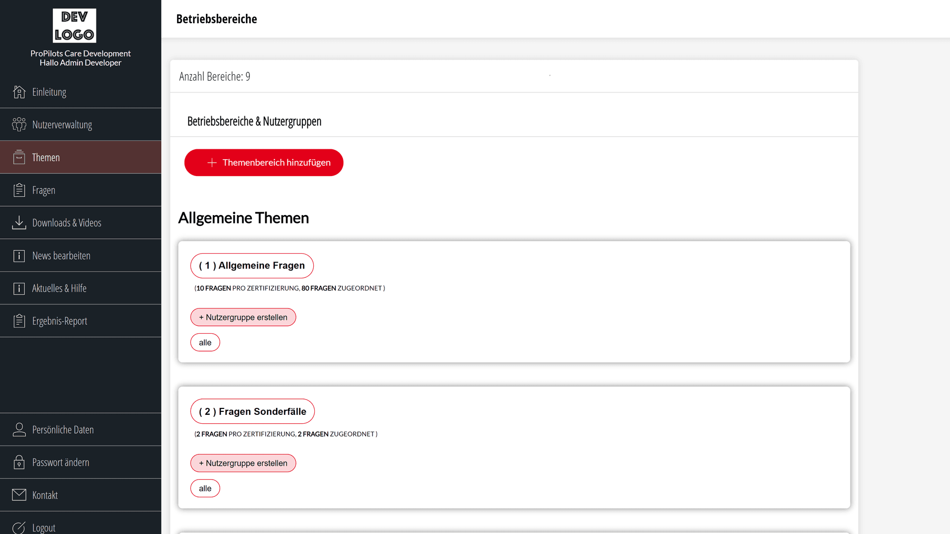 Screenshot ProPilots Care Web